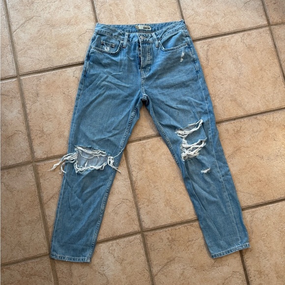 Topshop Denim - Topshop Moto Petite Ripped Distressed Denim Jeans Women Size W24 L28